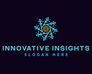 Snowflake HVAC Heating Cooling logo design