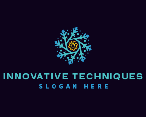 Snowflake HVAC Heating Cooling logo design