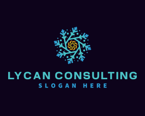 Snowflake HVAC Heating Cooling logo design