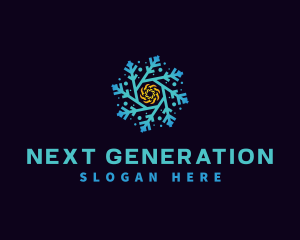 Snowflake HVAC Heating Cooling logo design