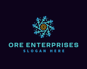 Snowflake HVAC Heating Cooling logo design