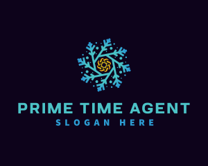 Snowflake HVAC Heating Cooling logo design