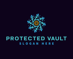 Snowflake HVAC Heating Cooling logo design