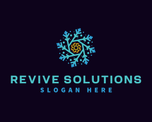 Snowflake HVAC Heating Cooling logo design