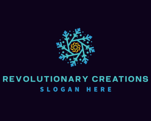 Snowflake HVAC Heating Cooling logo design