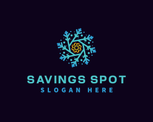 Snowflake HVAC Heating Cooling logo design