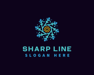 Snowflake HVAC Heating Cooling logo design