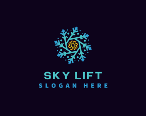 Snowflake HVAC Heating Cooling logo design