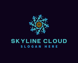 Snowflake HVAC Heating Cooling logo design