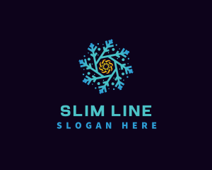 Snowflake HVAC Heating Cooling logo design