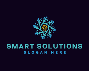 Snowflake HVAC Heating Cooling logo design