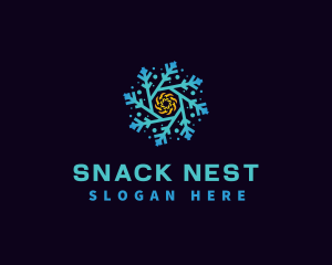 Snowflake HVAC Heating Cooling logo design