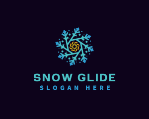 Snowflake HVAC Heating Cooling logo design