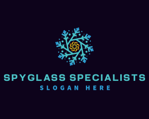 Snowflake HVAC Heating Cooling logo design