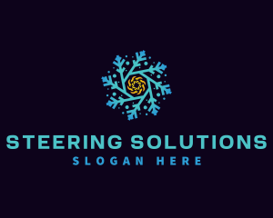 Snowflake HVAC Heating Cooling logo design