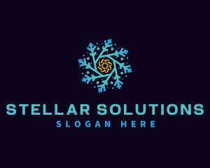 Snowflake HVAC Heating Cooling logo design