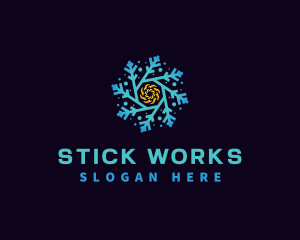 Snowflake HVAC Heating Cooling logo design