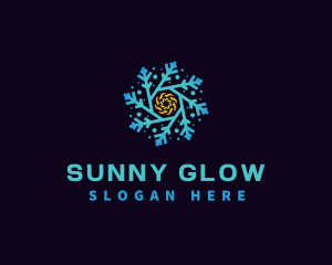 Snowflake HVAC Heating Cooling logo design