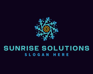 Snowflake HVAC Heating Cooling logo design