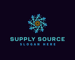 Snowflake HVAC Heating Cooling logo design