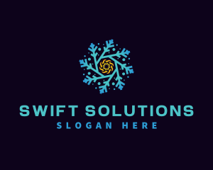 Snowflake HVAC Heating Cooling logo design