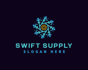 Snowflake HVAC Heating Cooling logo design