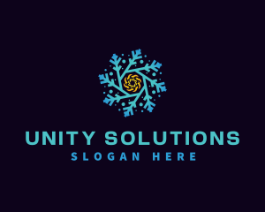 Snowflake HVAC Heating Cooling logo design