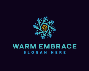 Snowflake HVAC Heating Cooling logo design