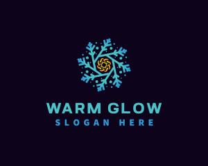 Snowflake HVAC Heating Cooling logo design