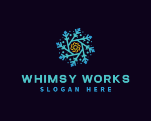 Snowflake HVAC Heating Cooling logo design