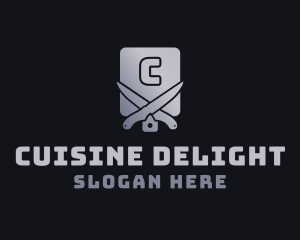 Knife Chopping Board Cuisine logo design