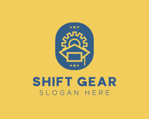 Geometric Gear Graduation Cap  logo design