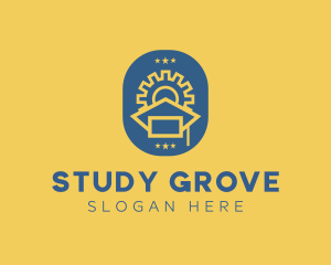 Geometric Gear Graduation Cap  logo