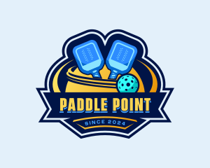 Pickleball Paddle Ball Emblem logo design