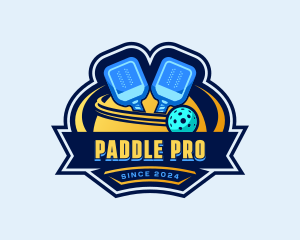 Pickleball Paddle Ball Emblem logo design