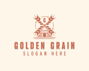 Windmill Wheat Grain logo design