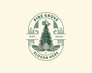 Canada Pine Tree Acorn logo design