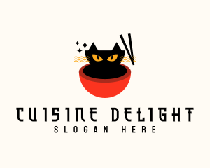 Cat Ramen Noodle logo design