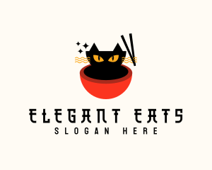 Cat Ramen Noodle logo design