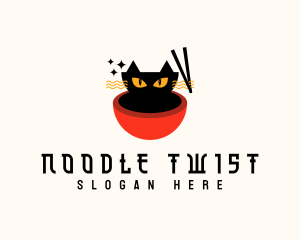 Cat Ramen Noodle logo design