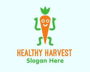 Carrot Veggie Cartoon logo design