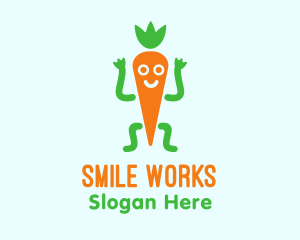 Carrot Veggie Cartoon logo design