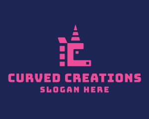 Pixel Unicorn Letter C logo design