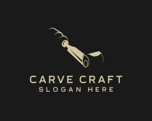 Chisel Carpentry Wood Carving logo design