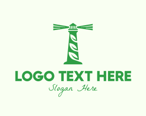 Organic Leaf Lighthouse logo