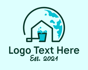 House - Globe House Bucket logo design