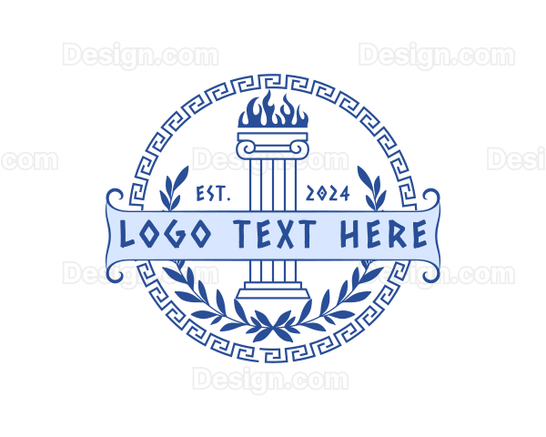 Greek Pillar Wreath Logo