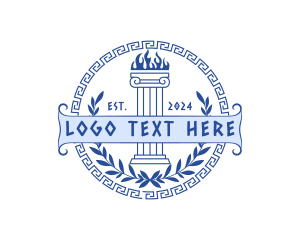 Greek Pillar Wreath Logo