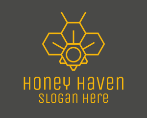 Yellow Honeycomb Outline logo design