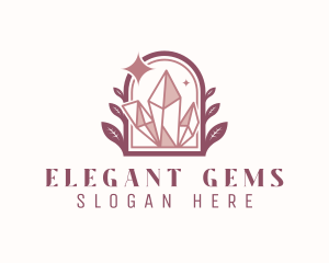 Leaf Arch Crystal Gem logo design